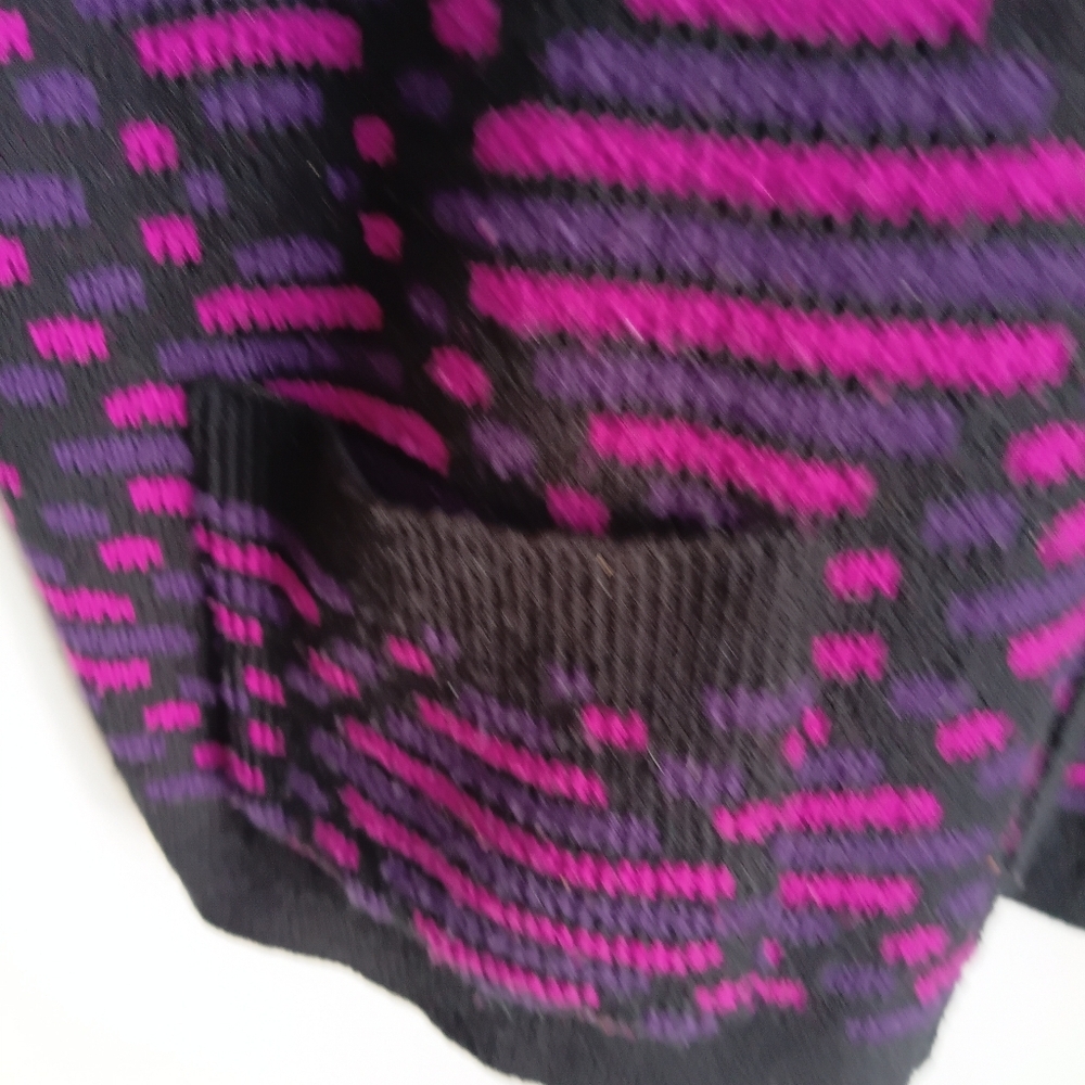 Vintage Purple and Black Women's Cardigan Sweater Grandmacore Cottagecore Medium - Picture 3 of 11